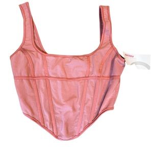Parthea Women's Pink Corset Style Crop Top Size Large